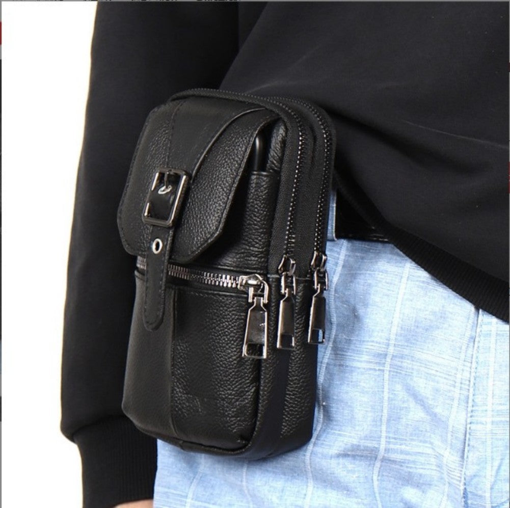 Men's And Women's Leather Multifunctional Slanted Phone Bag Waist Bag Phone Case