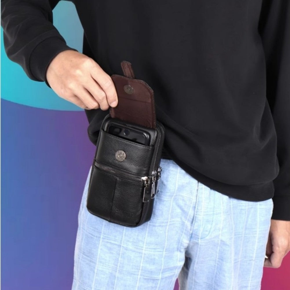 Men's And Women's Leather Multifunctional Slanted Phone Bag Waist Bag Phone Case
