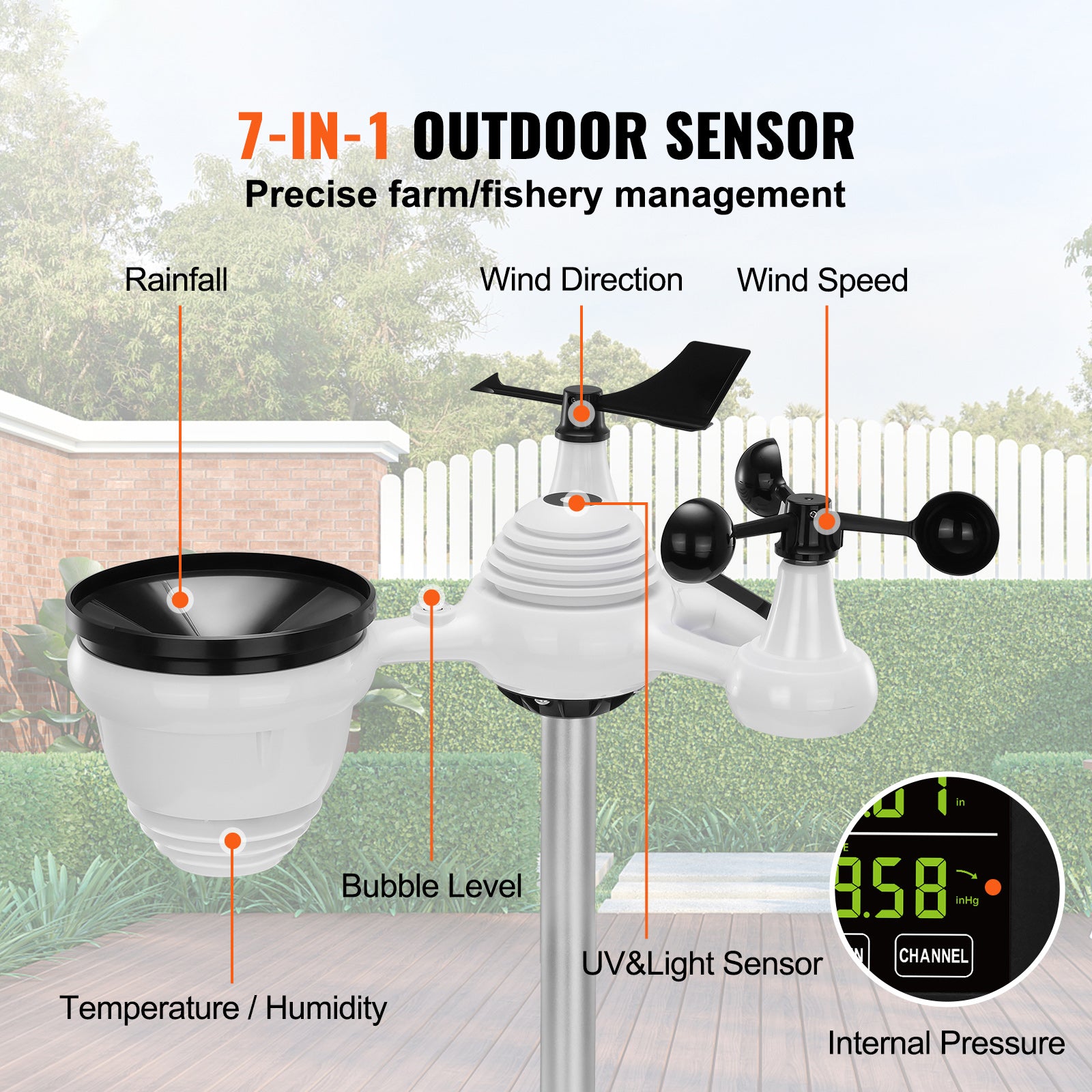 VEVOR 7-in-1 Wireless Home Weather Station