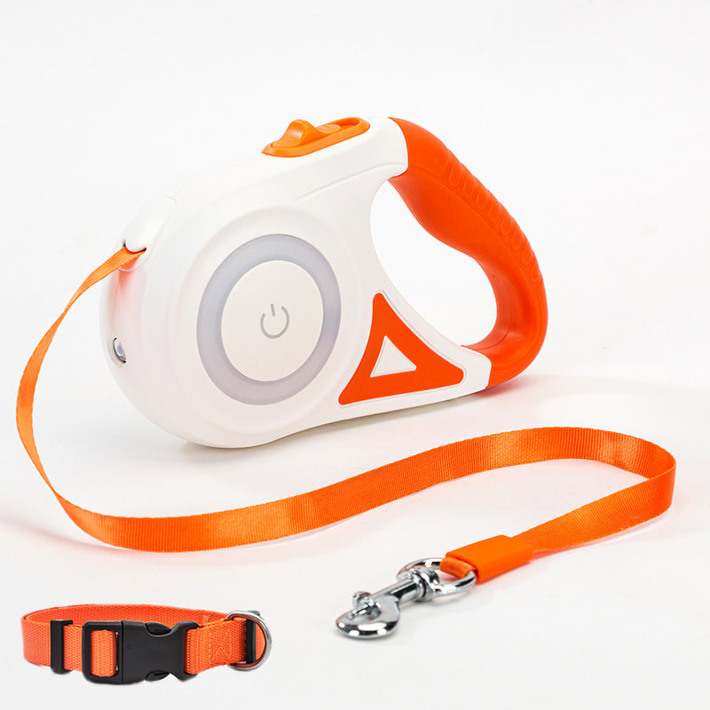 Retractable Leash And Dog Collar Spotlight Automatic Pet Dog Cat Traction Rope For Small Medium Dogs