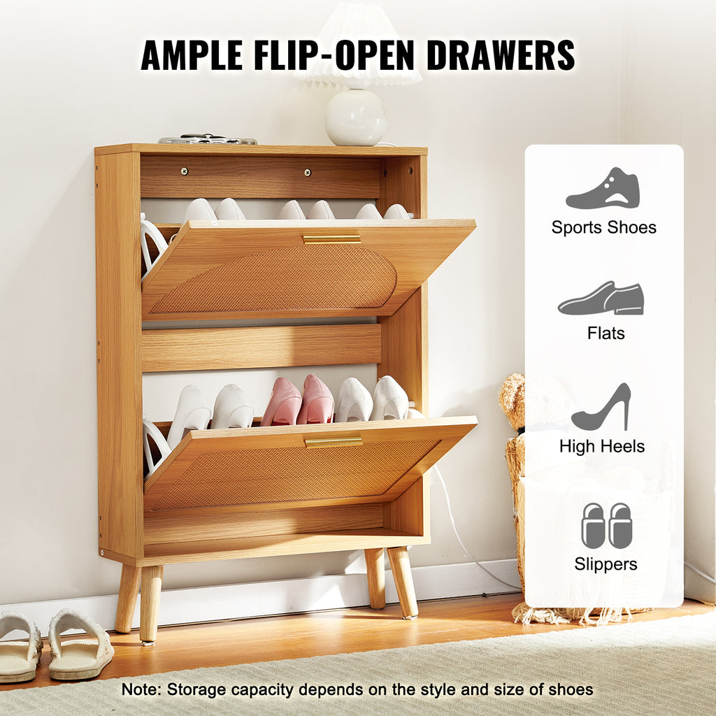 VEVOR Shoe Cabinet With 2 Flip Drawers for Entryway,